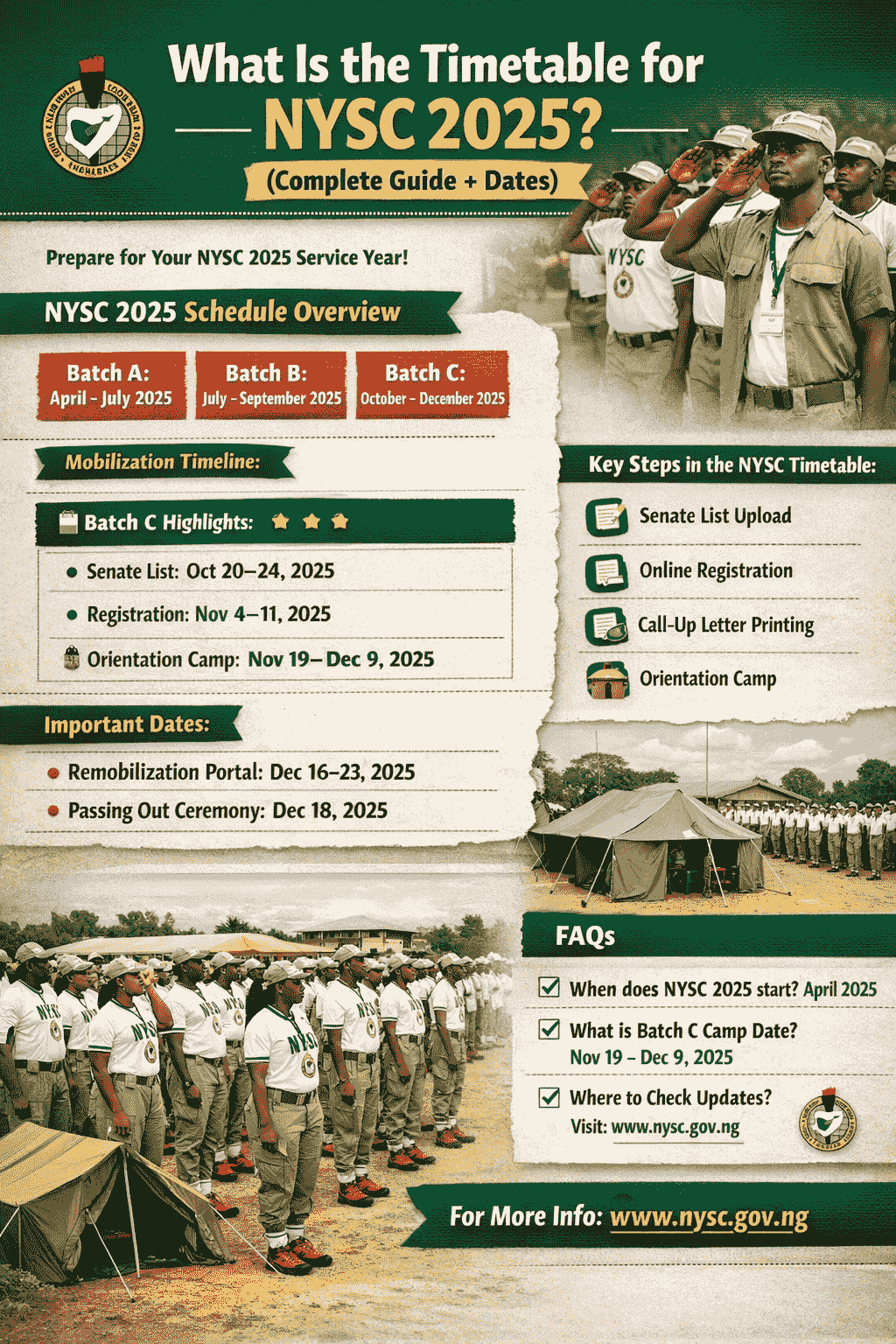 What Is The Timetable For Nysc 2025