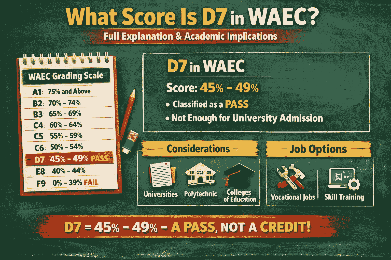What Score Is D7 In Waec