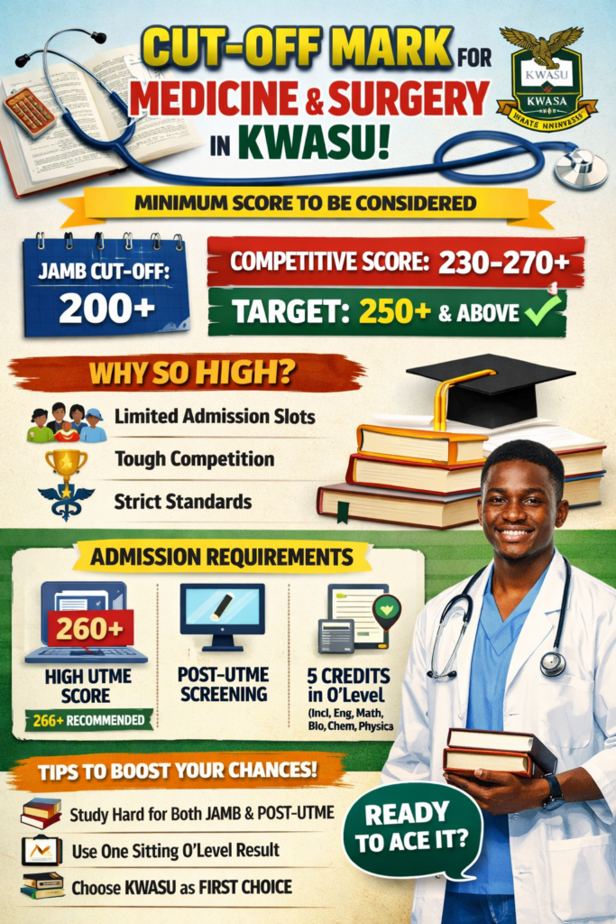 Cut-Off Mark for Medicine and Surgery in KWASU (2025/2026): Full Guide, Real Answers, and Smart Admission Tips