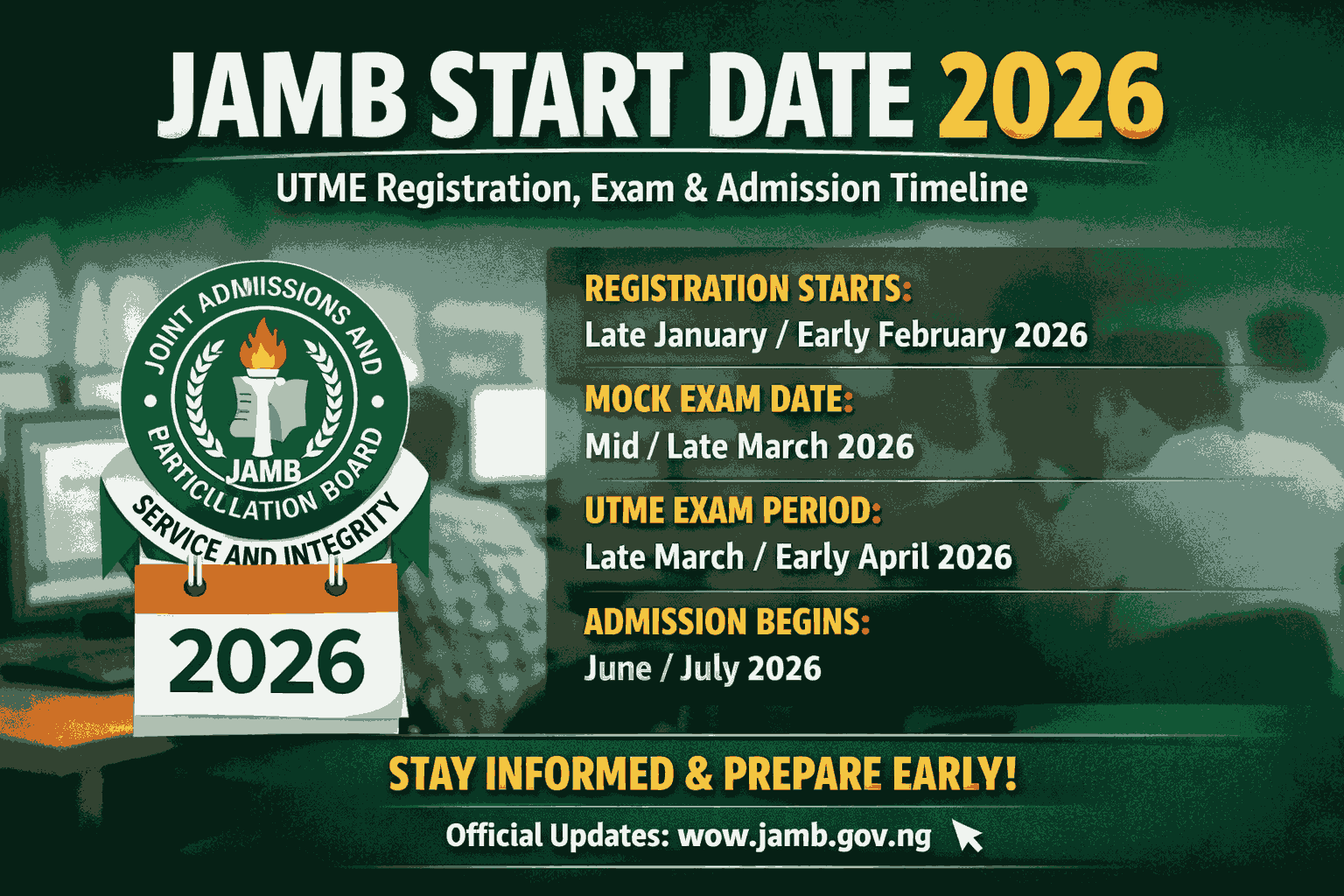 Jamb Start Date 2026